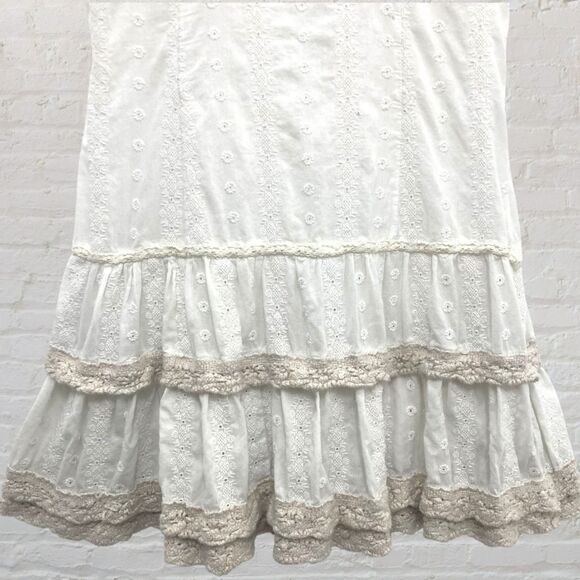 Free People Eyelet Flounce Dress XS White Crochet Tiered Boho Mini - Picture 10 of 16